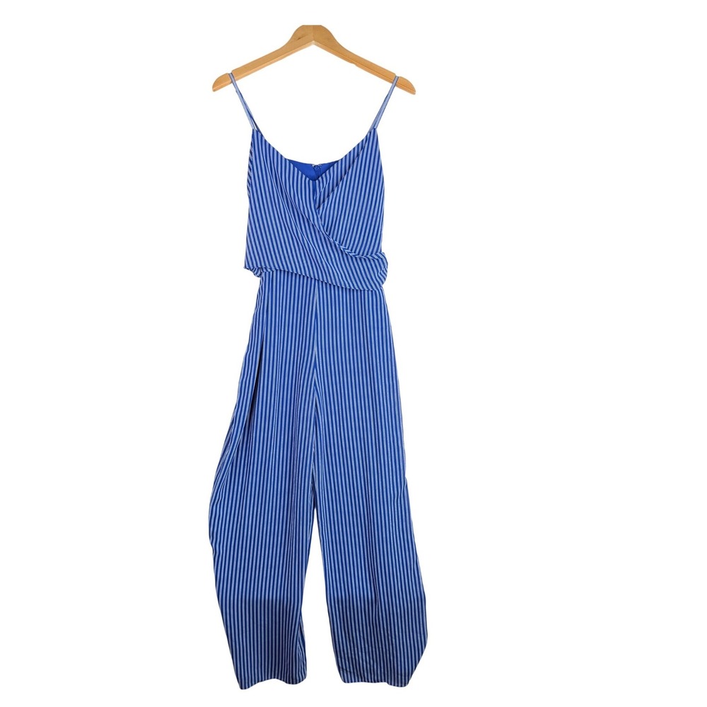 Michael Kors Striped Cami Georgette Jumpsuit size Medium Blue/White